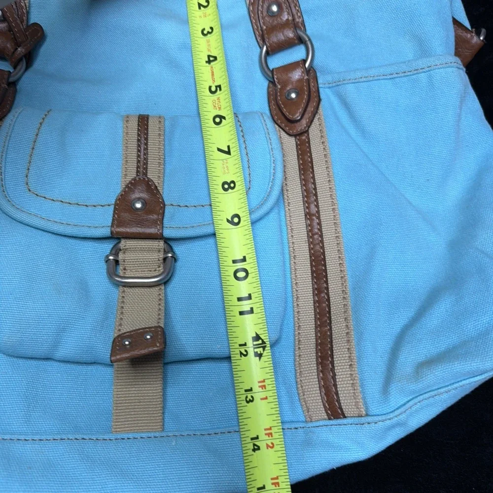 FOSSIL Soft Turquoise Canvas Shoulder Crossbody Messenger Bag